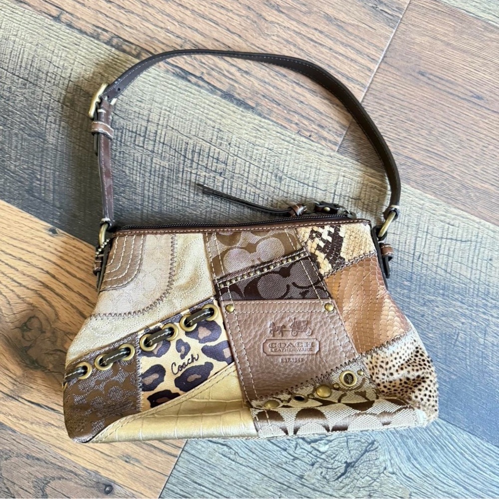 Coach Animal Print Patchwork Shoulder Bag - image 1